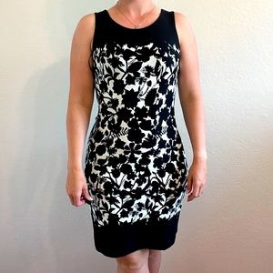 Flower black & white dress